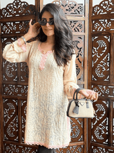Peach Veil Chikankari Short Kurta